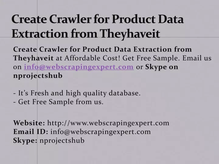 create crawler for product data extraction from theyhaveit