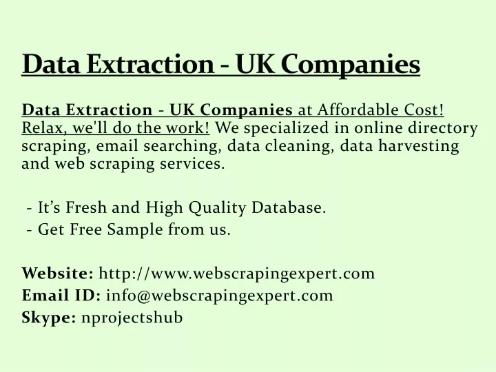 data extraction uk companies