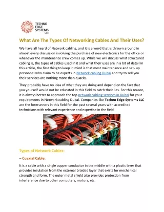 what are the types of networking cables and their