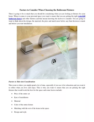 factors to consider when choosing the bathroom