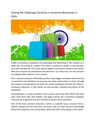 solving the challenges faced by e commerce