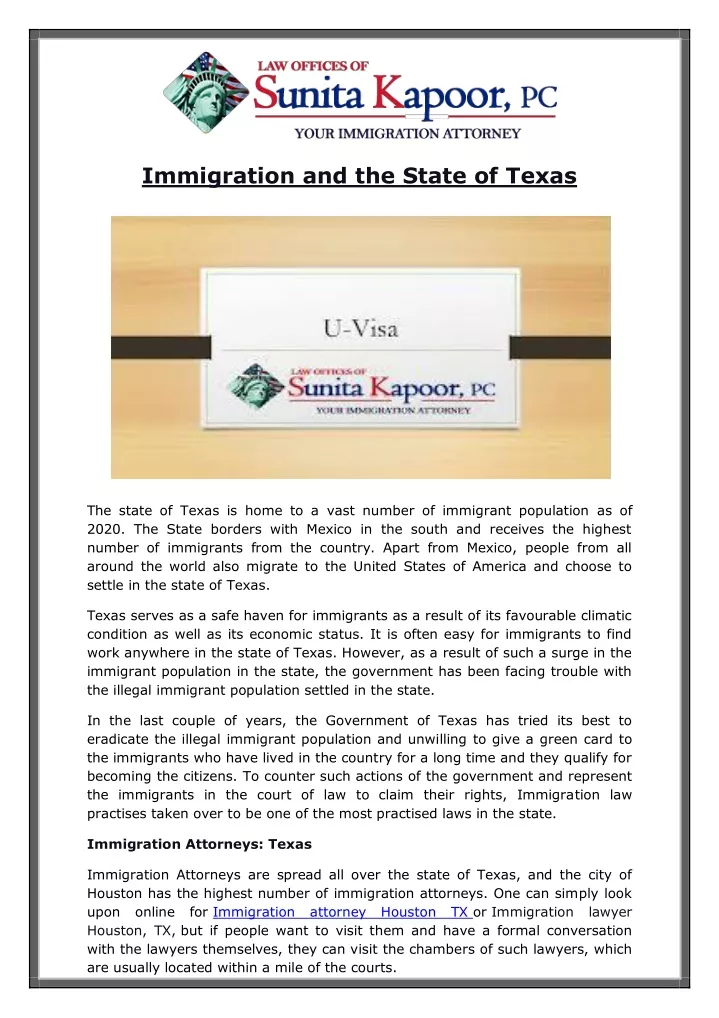 immigration and the state of texas