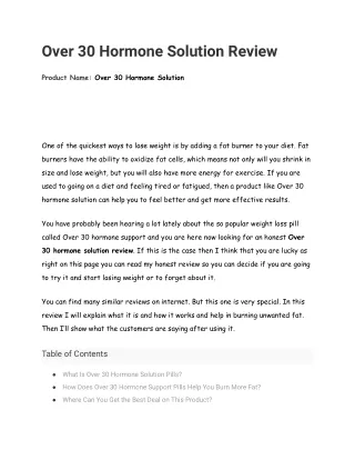 Over 30 Hormone Solution Review - Women's Hormone ...