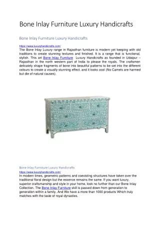 Bone Inlay furniture at Luxuryhandicrafts