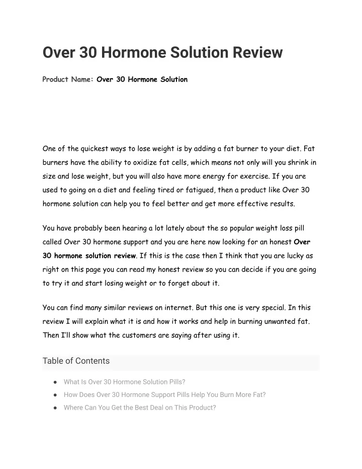 over 30 hormone solution review