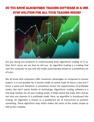 do do you know you know algorithmic algorithmic