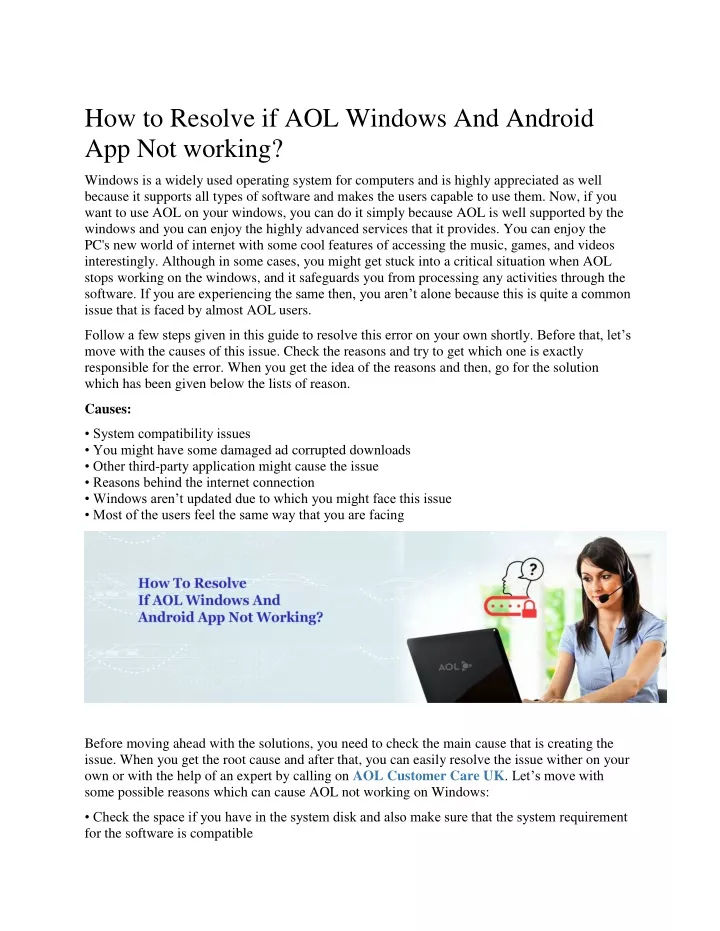 how to resolve if aol windows and android