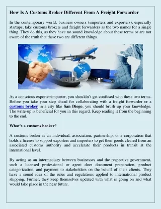 how is a customs broker different from a freight
