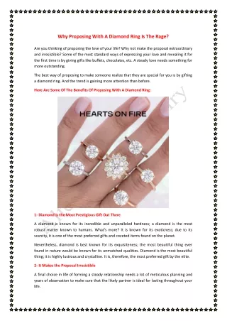 why proposing with a diamond ring is the rage