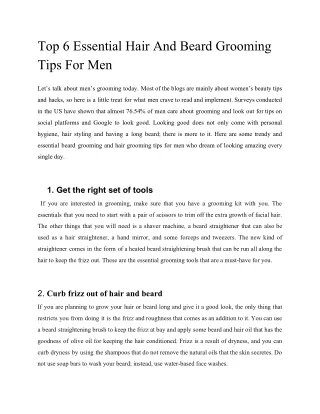 Top 6 Essential Hair And Beard Grooming Tips For Men