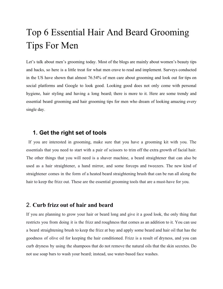 top 6 essential hair and beard grooming tips