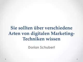 Dorian Schubert - Zahlreiche Arten digitaler Marketingtechniken