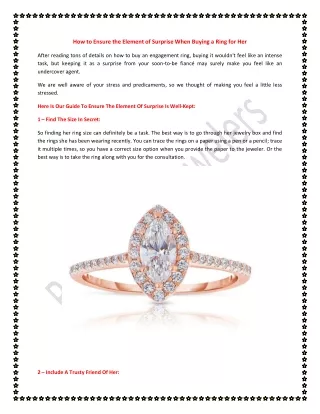 How to Ensure the Element of Surprise When Buying a Ring for Her