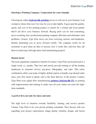 selecting a printing company cooperation for your