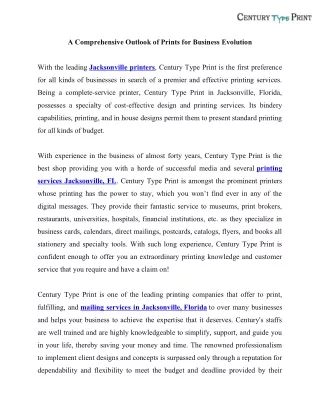 a comprehensive outlook of prints for business