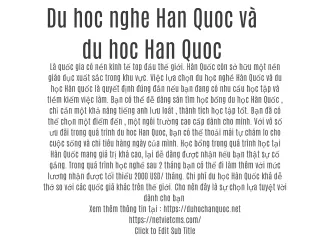 Du hoc nghe Han Quoc và du hoc Han Quoc