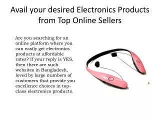 Avail your desired Electronics Products from Top Online Sellers