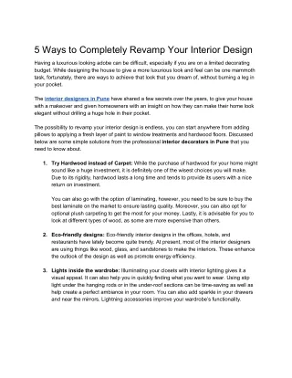 5 ways to completely revamp your interior design