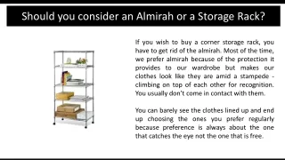 Should you consider an Almirah or a Storage Rack?