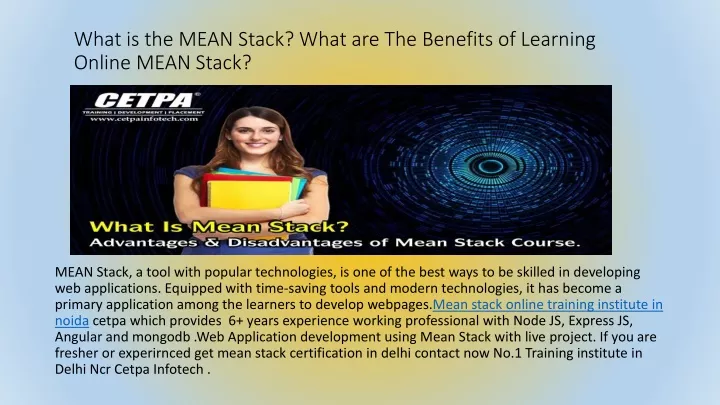 what is the mean stack what are the benefits of learning online mean stack