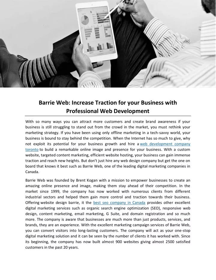 barrie web increase traction for your business