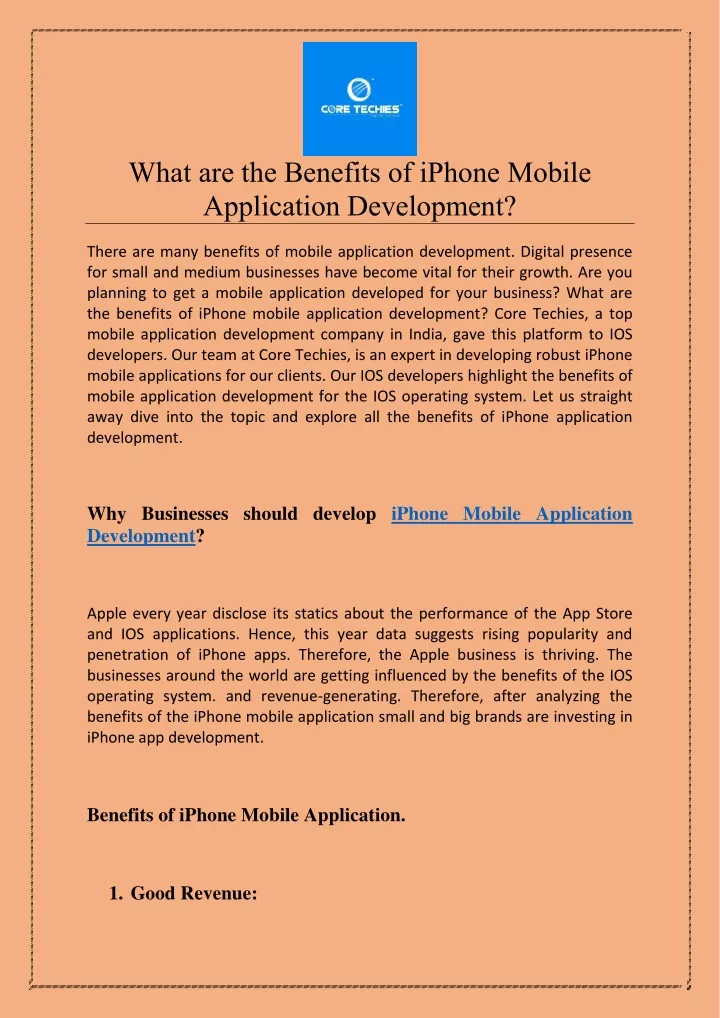 what are the benefits of iphone mobile