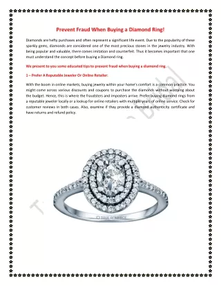 prevent fraud when buying a diamond ring