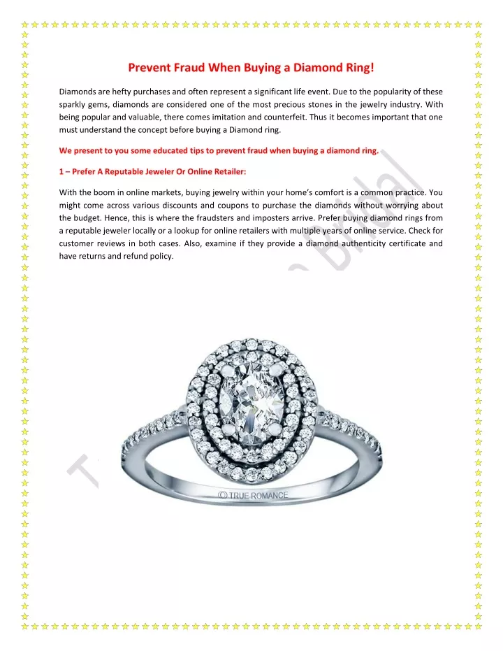 prevent fraud when buying a diamond ring