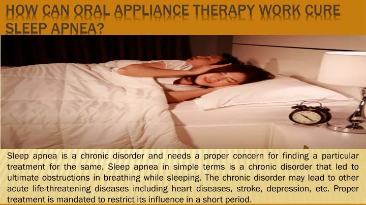 how can oral appliance therapy work cure sleep apnea