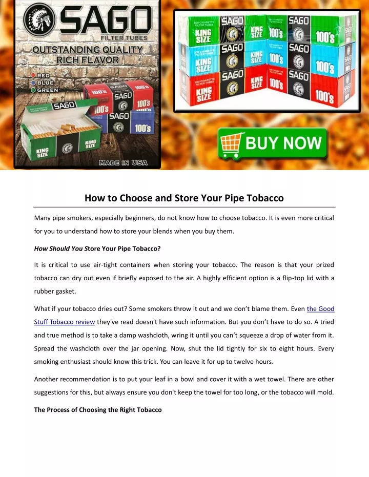 how to choose and store your pipe tobacco