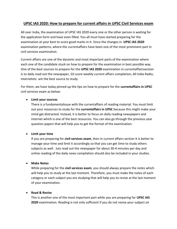 upsc ias 2020 how to prepare for current affairs