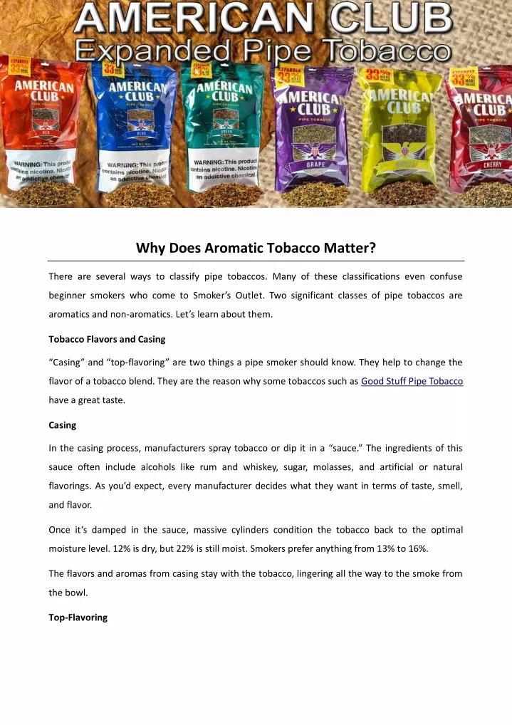 why does aromatic tobacco matter