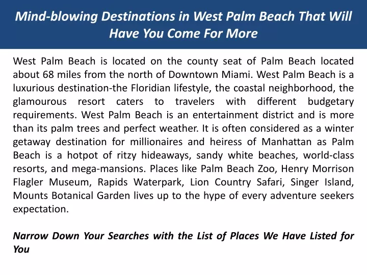 mind blowing destinations in west palm beach that will have you come for more