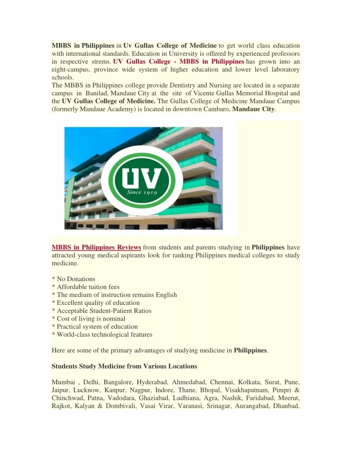 mbbs in philippines in uv gullas college