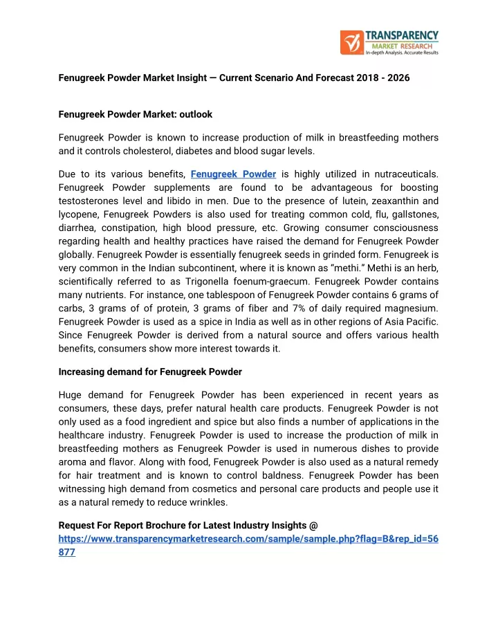 fenugreek powder market insight current scenario