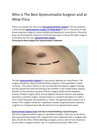 Who is The Best Gynecomastia Surgeon and at What Price