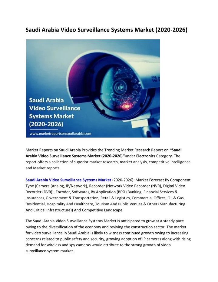 saudi arabia video surveillance systems market
