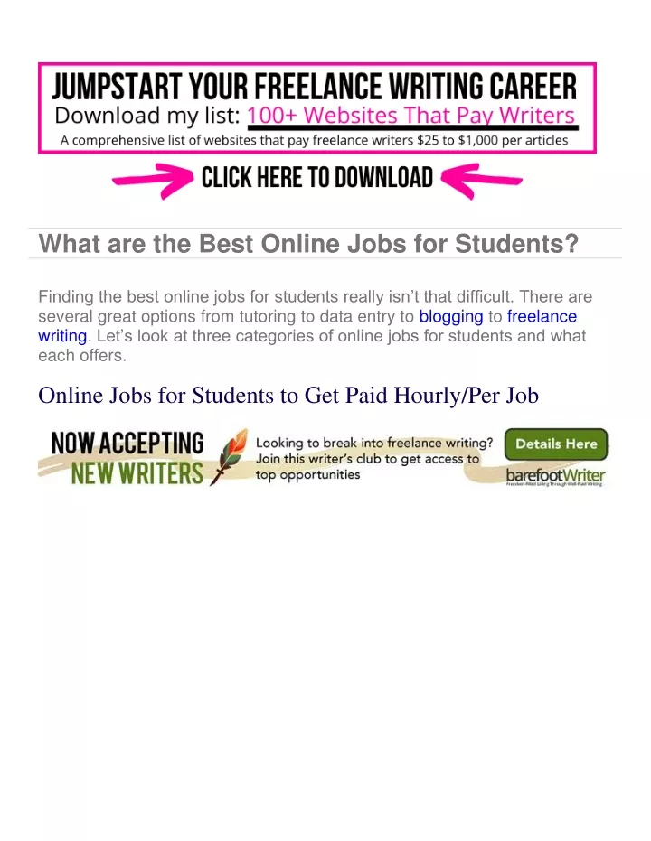 what are the best online jobs for students