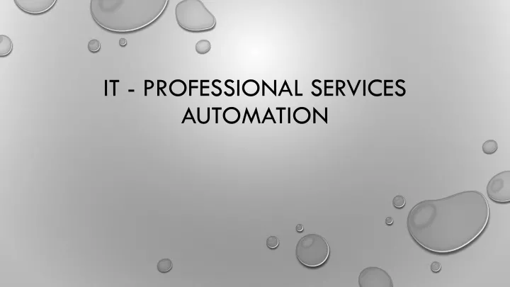 it professional services automation