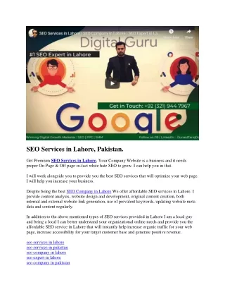 seo services in lahore pakistan
