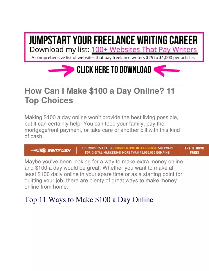 how can i make 100 a day online 11 top choices