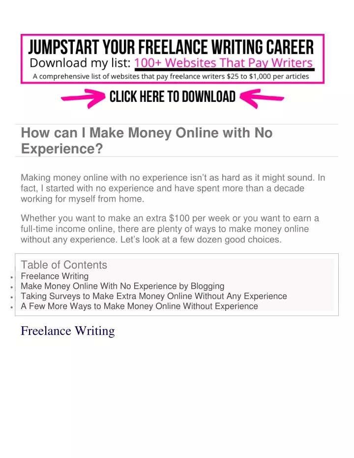 how can i make money online with no experience