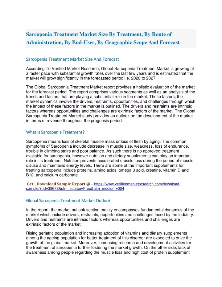 sarcopenia treatment market size by treatment