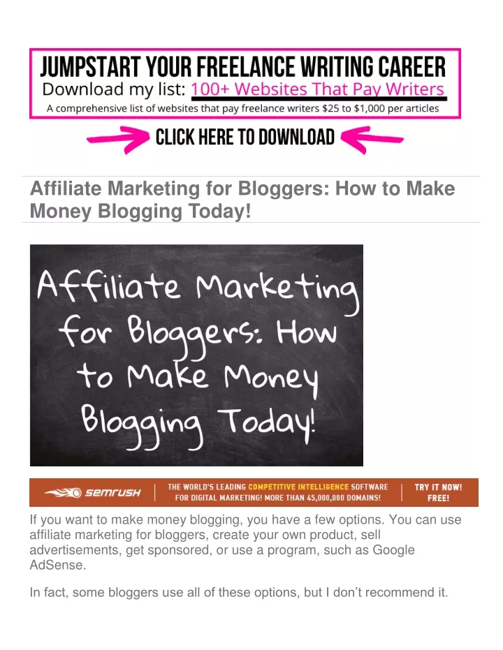affiliate marketing for bloggers how to make