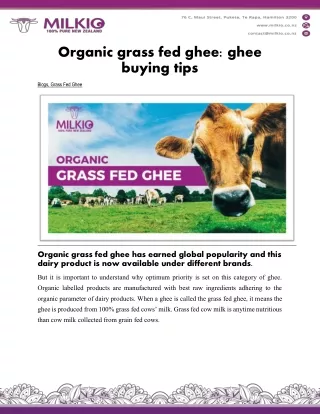 organic grass fed ghee