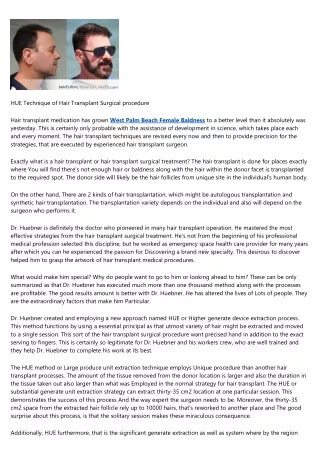 hue technique of hair transplant surgical
