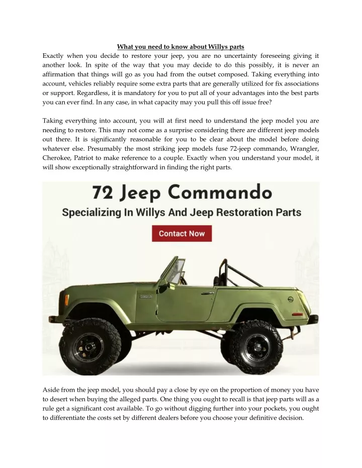 what you need to know about willys parts