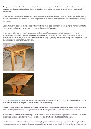 are you enthusiastic about to woodworking have