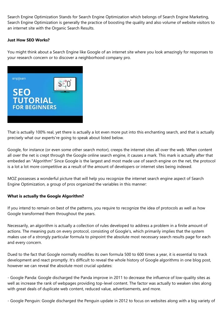 search engine optimization stands for search