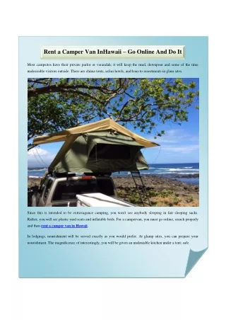 Rent A Camper Van In Hawaii